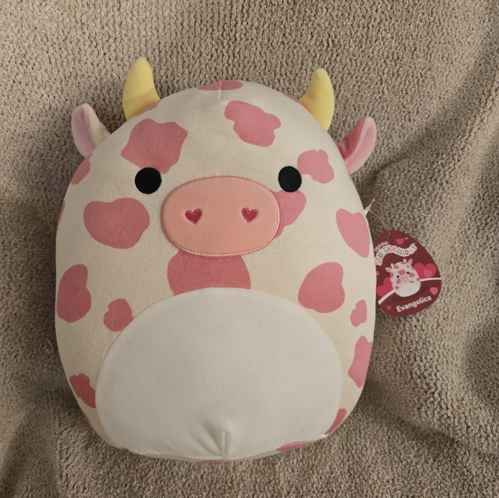 *LIMITED EDITION* ORIGINAL SQUISHMALLOWS Evangelica Valentine's Day Pink Cow - Picture 1 of 6